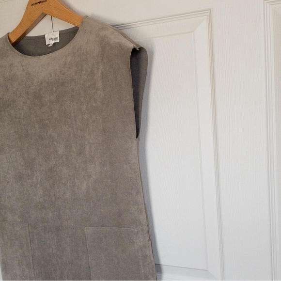 Wilfred Free Aritzia Faux Suede Nori Boxy Mini Dress Tunic Sleeveless Minimalist - Picture 5 of 10